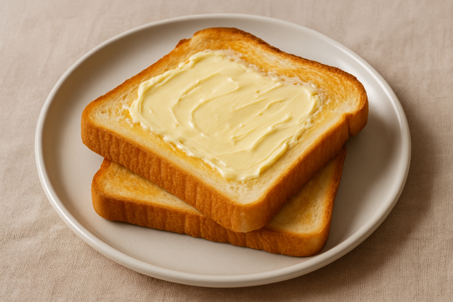 buttered bread on a plate
